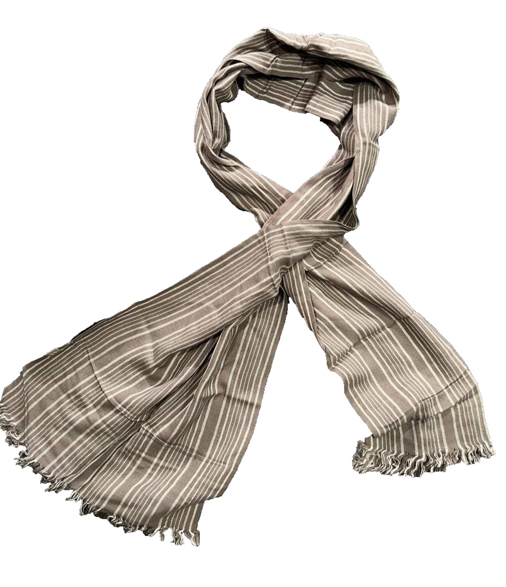 Armani Exchange Scarf Gray Striped Frayed Edges Multifunction Casual A009475